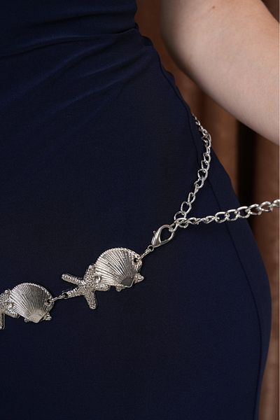 Desre Moda Curea cu lanț cu model scoici de mare Curea pentru rochie Curea pentru cămașă Curea pentru haină