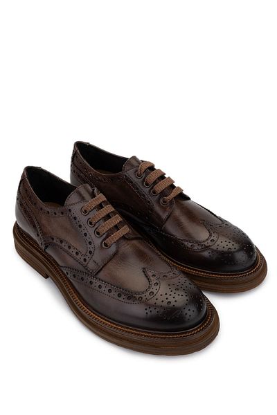 EXTON Men's Genuine Leather Brown Casual Shoes