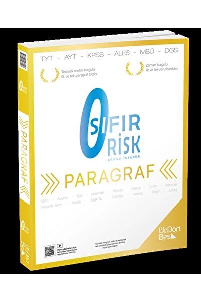 Üç Dört Beş Yayıncılık ÜçDörtBeş Yayınları Paragraf Sıfır Risk Yeni