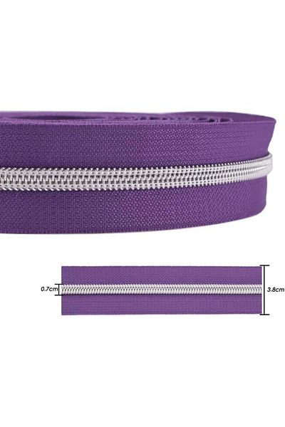 voc Set role fermoar cu 10 cursoare VOC, nailon/metal, violet/argintiu, 4,5 m