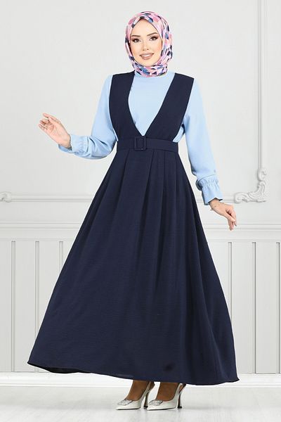 ModaMerve Cuff Elastic Gilet Suit 9152Pl940-M Light Navy