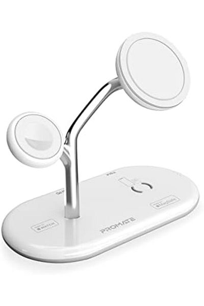 Promate MagSafe Charging Station with 5W Magnetic MFi Apple Watch Charger, 15W Charging Stand, 24W U