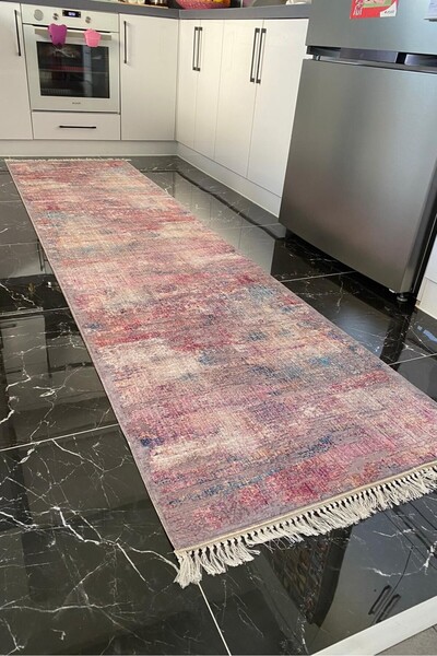 CENTER AVM Renkli Halı Leke Tutmaz Mutfak Halısı Makinede Yıkanabilir Kaymaz Taban Halı