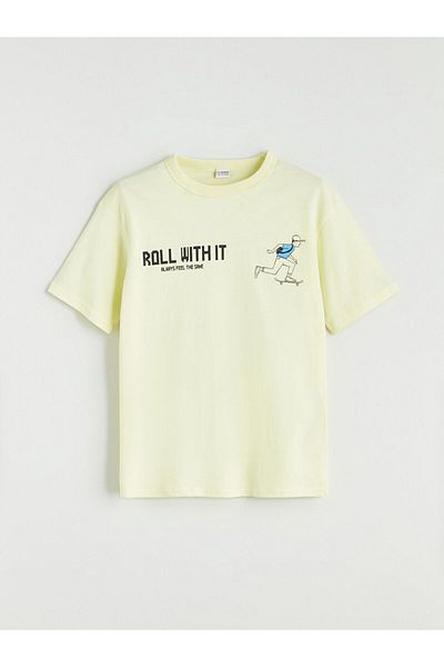 LC Waikiki Green Crew Neck Boy's T-Shirt