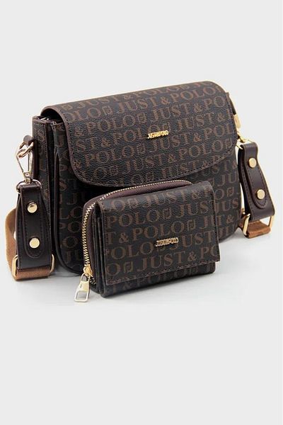 Just Polo Luxury New Season Long Strap Women's Hand and Shoulder Bag Wallet Combination