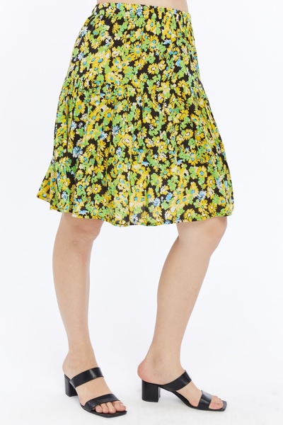 MAKSEN TEKSTİL PANTALONI SCURTĂ DE LUNGIME MEDIU CU FLORI DIN ȚESUT DE VISCOZĂ fustă pantalon scurtă A