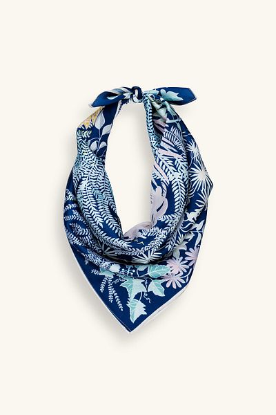 Marie Claire Palm Patterned Navy Blue Scarf