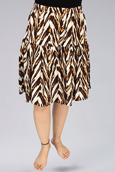 MAKSEN TEKSTİL Σορτς φούστα μεσαίου μήκους από ύφασμα βισκόζης με animal print
