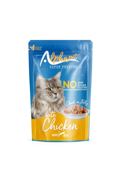 Alphapet Jöle İçinde Parça Tavuklu Yetişkin Kedi Konservesi 24 Adet 85gr
