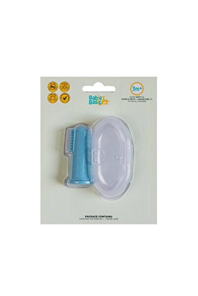 Babies Basic فرشاة أسنان بيبيز بيسيك مع حقيبة سفر للأطفال - فرشاة أسنان سيليكون زرقاء سماوية