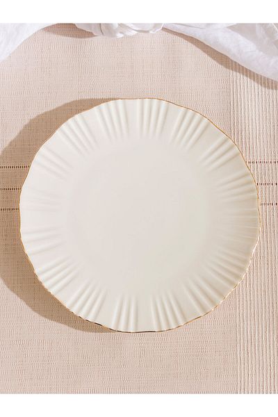 LC Waikiki White Patterned Porcelain Cake Plate 20 cm