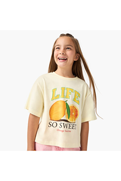 Juniors تي شيرت بطبعة جرافيكية ورقبة دائرية وأكمام قصيرة