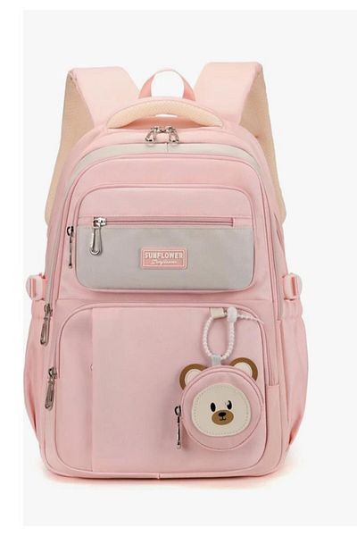 Adalinhome Multi-Eye School Backpack with Cute Teddy Bear Accessory Detail