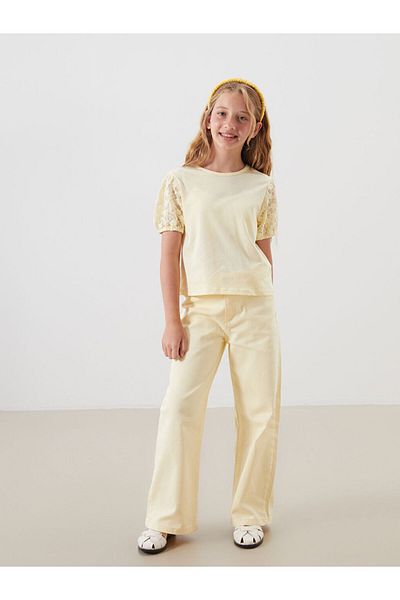 LC Waikiki Sari Crew Neck Girl's T-Shirt
