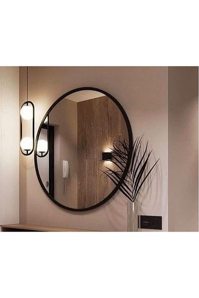 Gharaib Al Tuhaf Black circular mirrors, size: (80 cm)