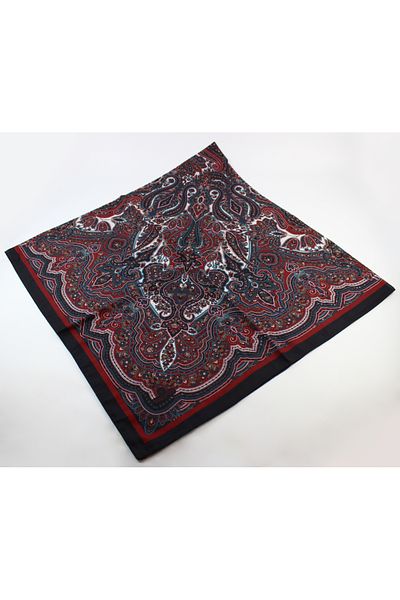 Valino 120x120 Ethnic Pattern Μεγάλο Μέγεθος Φουλάρι Βαμβακερό Φουλάρι Μεγάλο Μέγεθος Vintage Κόκκινο Μαύρο