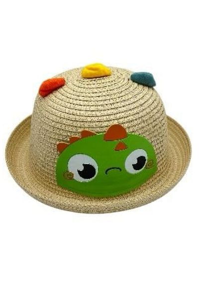 BaoBao Children's hat with dinosaur and colorful details - funny pattern with small brim, summer, 100% polyester