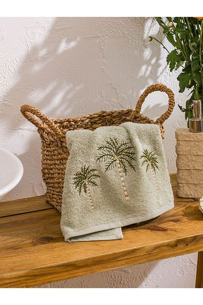 LC Waikiki Green Palm Embroidered Cotton Face Towel 50X80 cm