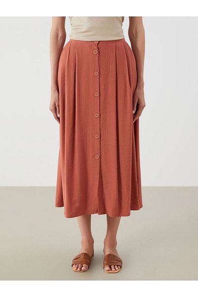 LC Waikiki Tile Waist Elastic Textured Pleated Skirt