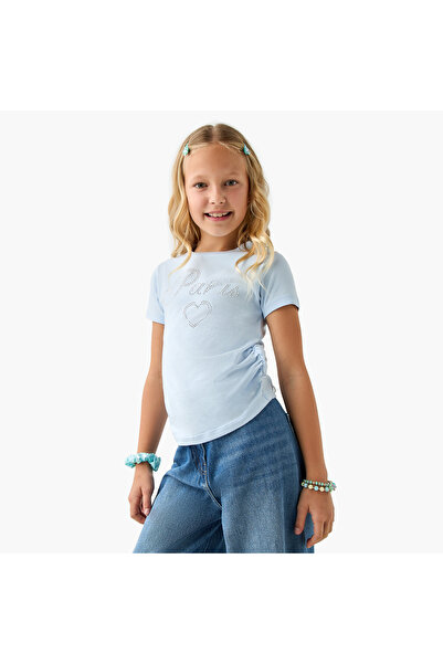Juniors Paris Embellished T-shirt with Short Sleeves