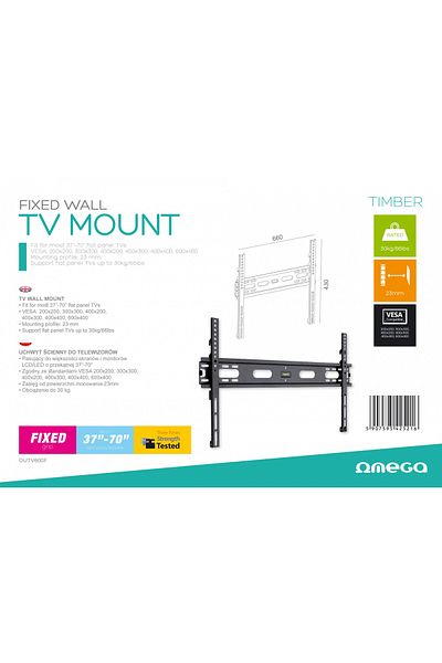 Omega Fixed TV Mount, ,37-70, Maxim Vesa 600, Timber