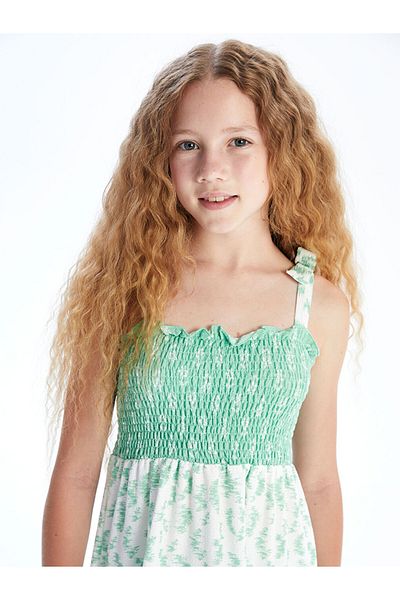 LC Waikiki White Square Neck Floral Girl's Dress