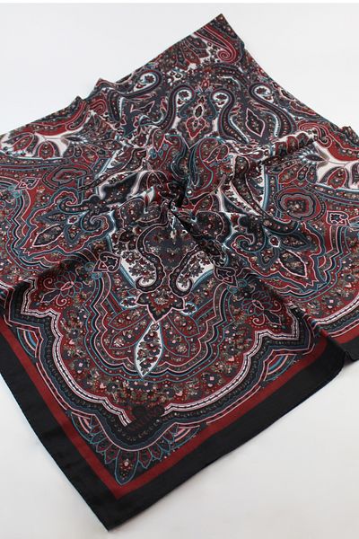 Valino 120x120 Ethnic Pattern Μεγάλο Μέγεθος Φουλάρι Βαμβακερό Φουλάρι Μεγάλο Μέγεθος Vintage Κόκκινο Μαύρο