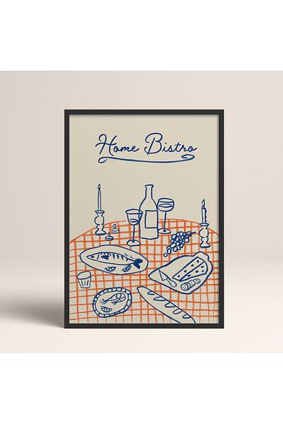 hediyenebak Pictură cu un singur cadru Home Bistro Poster Painting