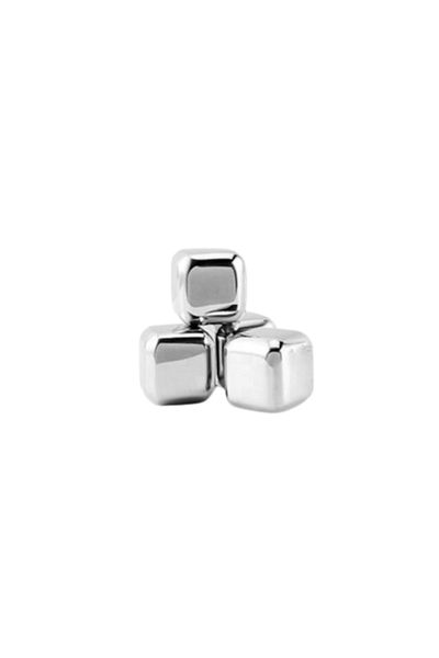 OEM Reusable Steel Ice Cubes for Whiskey (Set of 4), Techsuit, Silver