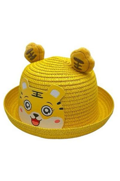 BaoBao Children's hat with tiger pattern and applied ears - funny design with small brim, summer, 100% polyester