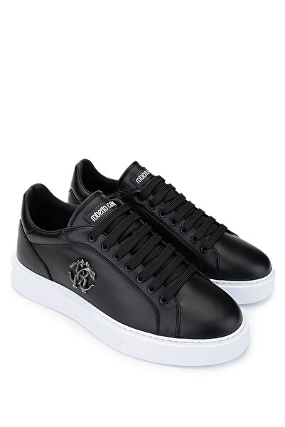 Roberto Cavalli Men's Genuine Leather Black Sneakers & Sports Shoes