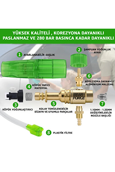 ROBEVE Bear Force Foam Lance Quick Plug Cihazlar İle Uyumlu Köpük Yapıcı Aparat 1L Köpük Aparatı
