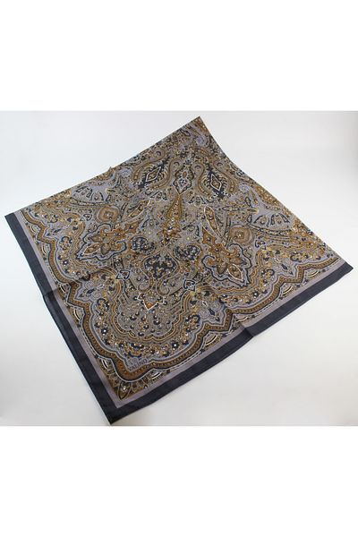 Valino 120x120 Ethnic Pattern Μεγάλο Μέγεθος Φουλάρι Βαμβακερό Φουλάρι Μεγάλο Μέγεθος Vintage Φουλάρι Ανθρακί
