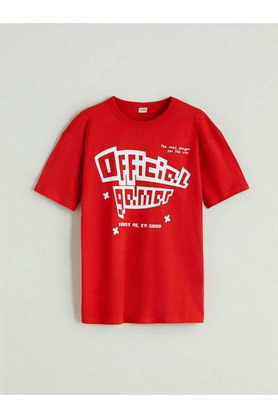 LC Waikiki Red Crew Neck Boy's T-Shirt