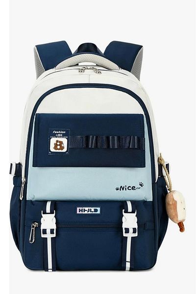 Adalinhome Rucsac de școală colorat model coreean Nice Bear cu breloc