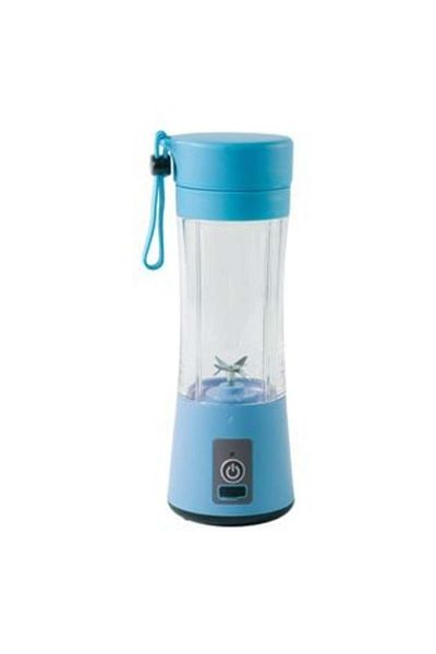 OEM Mini blender portabil reîncărcabil USB cu mâner din plastic transparent, albastru deschis și silicon, 380 ml
