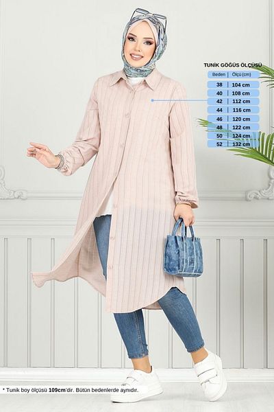ModaMerve Πουκάμισο γιακά Hijab Tunic 4448KTR927-M Mink