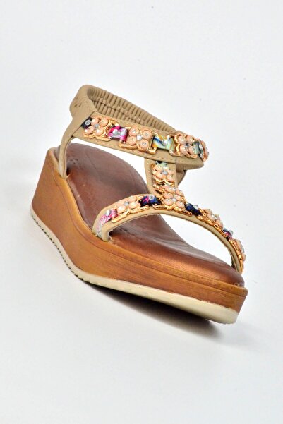 Ventes Sandale cu talpă groasă ortopedică elastică cu piatră colorată 1332001Z