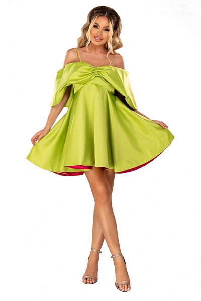 Atmosphere Fashion Rochie de păpușă bebeluși din tafta fistic