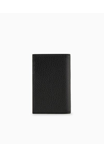 Emporio Armani Men's Leather Non-Covered Black Card Holder with Internal Compartment Y4R564 Y068E-80001