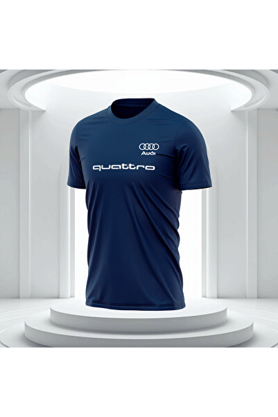 Bulvar Lee Erkek Sıfır Yaka Audi, Quattro Baskılı Yazlık T-Shirt / Araba