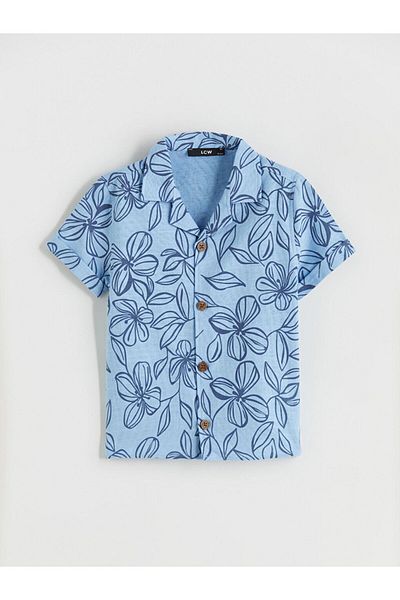 LC Waikiki Blue Printed Boys' Shirt and T-Shirt 2 Pack