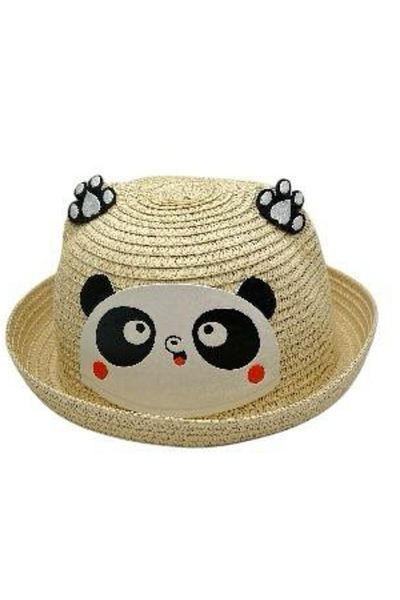 BaoBao Children's hat with panda pattern and paws applique - funny design with small brim