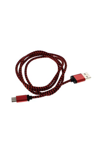 OEM USB 2.0 microUSB cable, textile sheath, 120cm, red with black