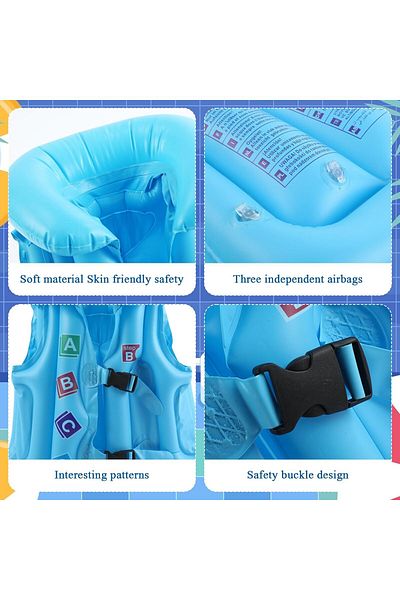 rexa Pool School Deluxe Swim Vest – Adjustable Safety Floatation Vest for Kids Learning to Swim