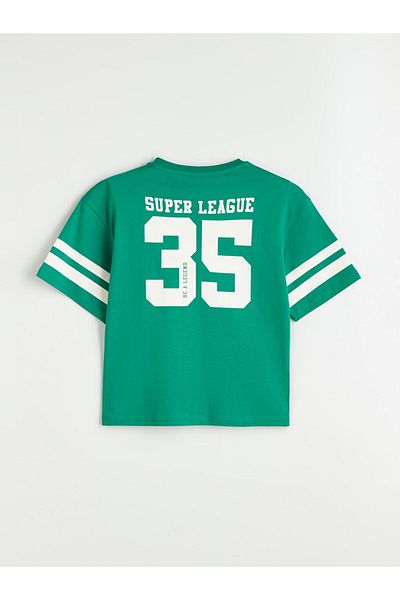 LC Waikiki Green Crew Neck Boy's T-Shirt