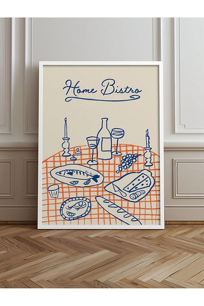 hediyenebak Single Framed Painting Home Bistro Poster Painting