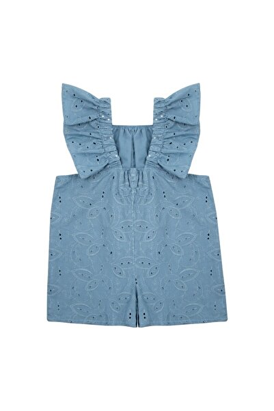 By Mare Style Belle-Pure Organic Cotton Ruffle Detail Blue Girl's Romper