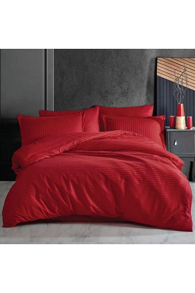 SENNORA Deluxe Double Striped Cotton Satin Duvet Cover Set
