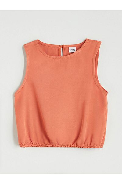 LC Waikiki Orange Linen Blend Girl's Blouse and Shorts